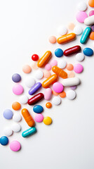 Colorfull pills on white background