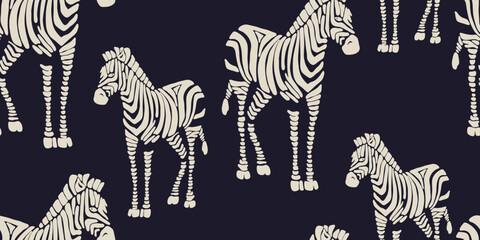 Fototapeta na wymiar A painting of zebras. Hand drawn abstract seamless pattern. Creative collage.