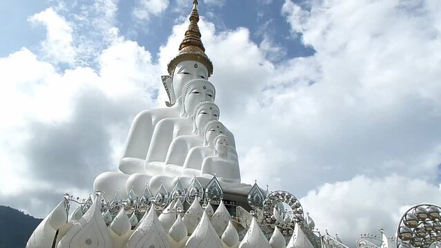 Footage of Fantastic 5 Layers Massive Seated Buddha Image of Wat Pha Sorn Kaew Temple in Phetchabun Province, Thailand