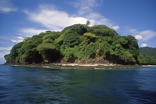 Idyllic island on Costa Rica's Pacific coast. Generative AI