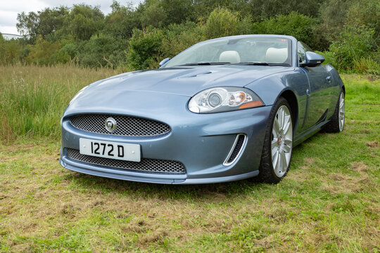 Newcastle-under-Lyme, Staffordshire-united kingdom April, 14, 2023 Jaguar XK Coupe on display at a car show