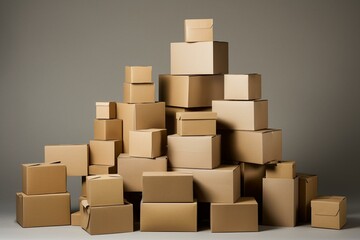 Arrangement of boxes in different sizes on a plain background. Generative AI