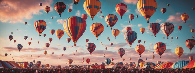 Colorful sky filled with hot air balloons