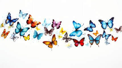 Group of butterflies flying through the air