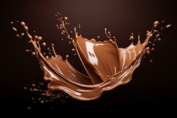 3D chocolate splash on background. Render illustration. Clipping path included. Generative AI