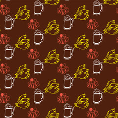 Free vector modern set of hand drawn patterns for oktoberfest design