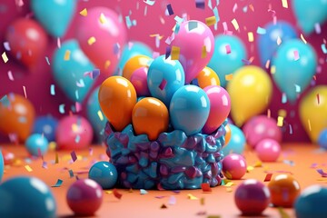 Fototapeta na wymiar Birthday background with realistic balloons, Celebrate happy birthday with colorful balloons background