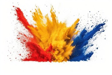 Colorful of powder explosion effect on white background, abstract powder explosion