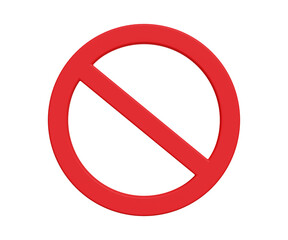 3D ban icon. Stop sign. Ban symbol. No entry concept. Cancel, delete, embargo, exit, interdict, Negative, forbidden, no icon. 3d illustration