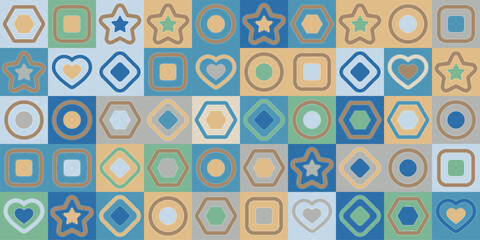 Seamless pattern of geometric shapes. Color template for creative design, covers, posters, banners, clothing, interior, wallpaper and design ideas