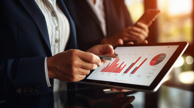 Asian executives engaged in chart analysis