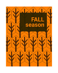 Fall season card. Autumn backgrounds with outline leaves and trees. Abstract templates poster, flyer, social media, sale banner
