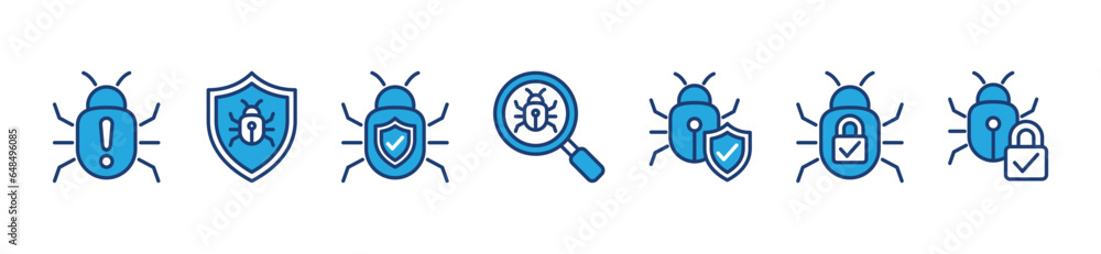 Poster antivirus protection icons. internet security thin line icons. cyber security icon set. computer vir