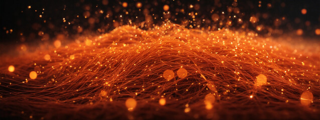 technological fabric, background, glowing orange
