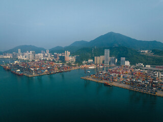 Fototapeta na wymiar Aerial view of Yantian international container terminal in Shenzhen city, China
