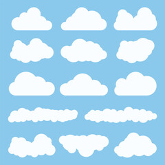 Cloud vector set flat design illustration clipart of blue sky