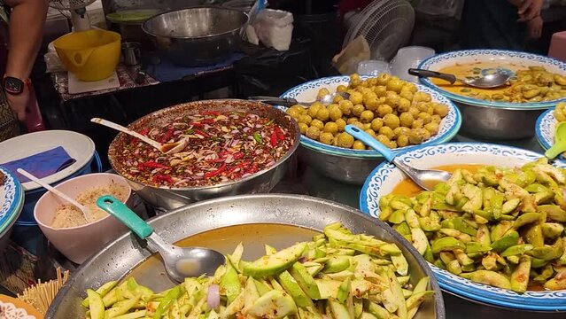 Asian Street food, a lot of food in Thailand Phuket 
