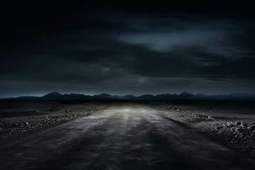Fotobehang Desolate road at night, perfect for background or wallpaper. Generative AI © Jovana