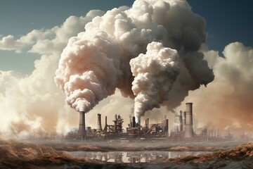 Air pollution caused by carbon dioxide emissions; carbon capture technology reduces carbon emissions. Generative AI - obrazy, fototapety, plakaty