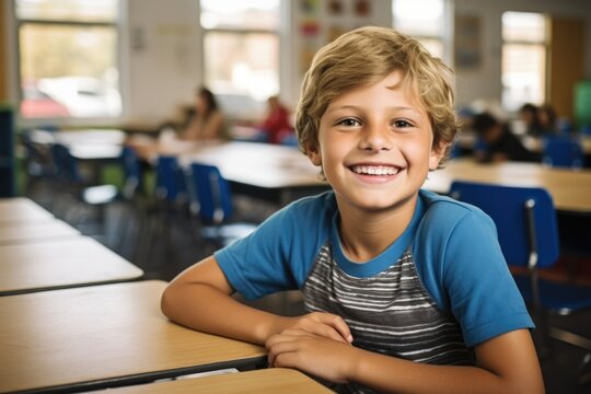 pupil smiling in classroom