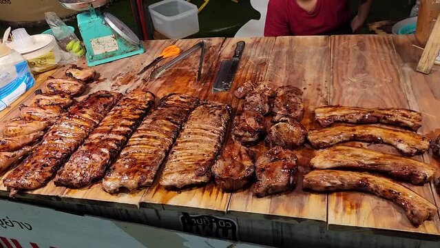Asian Street food, a lot of food in Thailand Phuket 