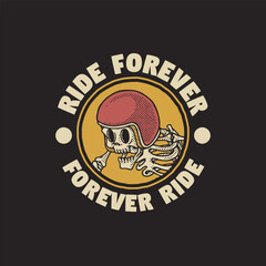 skull wearing red helmet retro cartoon emblem