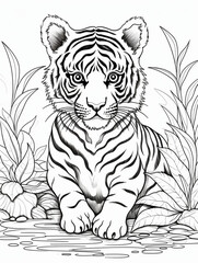 beautiful tiger coloring page