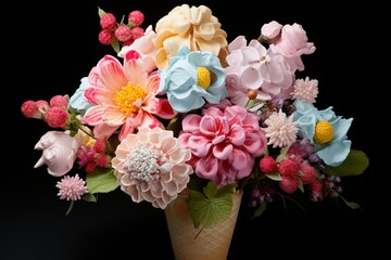 flowers made of ice cream. Generative AI