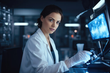 Beautiful Young European Woman Forensic Scientist . Сoncept Young European Women In Stem, Forensic...