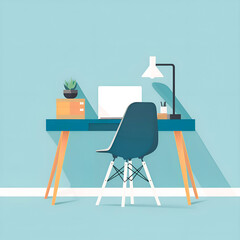Workspace with Laptop Computer on Desk