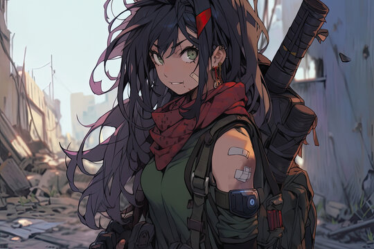 Postapocalyptic Survivor Anime Girl With Makeshift Weaponry