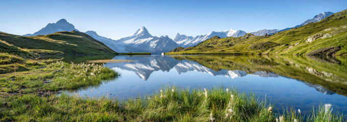Bachalpsee Lake panorama in summer, Grindelwald, Switzerland