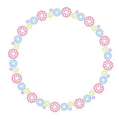 pink art drawn abstract flower round frame