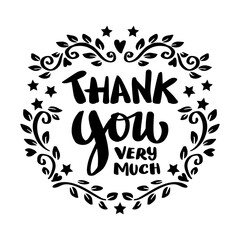 Thank you much card, hand lettering. 