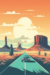 Retro Monument Valley travel poster 