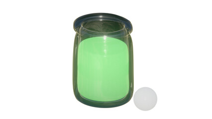 3D green gloo liquid glow in the dark inside glass bottle 4 images each images different view made with nomad sculpt