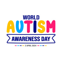 World autism awareness day typography transparent Png deisgn template celebrated in 2 April. use to background, banner, card, greeting card, poster, book cover, placard, photo frame, social media post