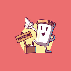 Coffee Cup character with motivational pose vector illustration. Drink, motivation, inspiration design concept.