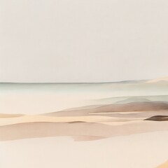 Watercolor Abstract Ocean Landscape