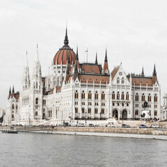 Obraz premium Famous Building of Hungarian Parliament in Budapest, Hungary.