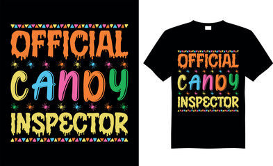 Spooky Halloween SVG t-shirt design vector template. Official candy inspector. Scary saying horror quotes. ready for print Cricut, labels, shirts, decoration, greeting cards, Poster, Background.