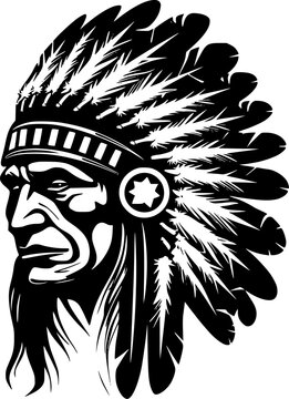 Indian Chief | Minimalist and Simple Silhouette - Vector illustration
