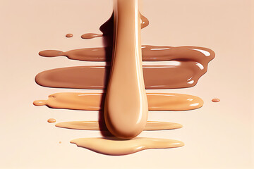 Smears of the thick make-up face foundation for skincare decoration, skin tone liquid on a pastel...
