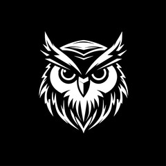 Obraz premium Owl | Black and White Vector illustration
