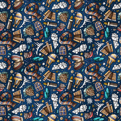Cartoon cute Winter season seamless pattern