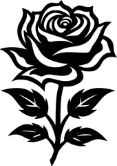 Rose - Black and White Isolated Icon - Vector illustration