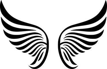 Angel Wings | Black and White Vector illustration - obrazy, fototapety, plakaty