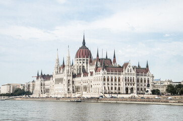 Fototapeta na wymiar Hungarian Parliament. View from Danube river.