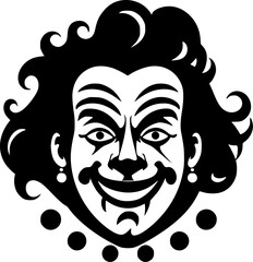 Clown - Black and White Isolated Icon - Vector illustration