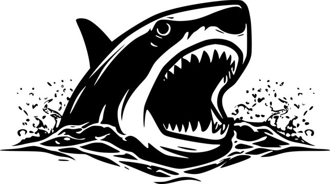 recommend clip art: Shark | Black and White Vector illustration